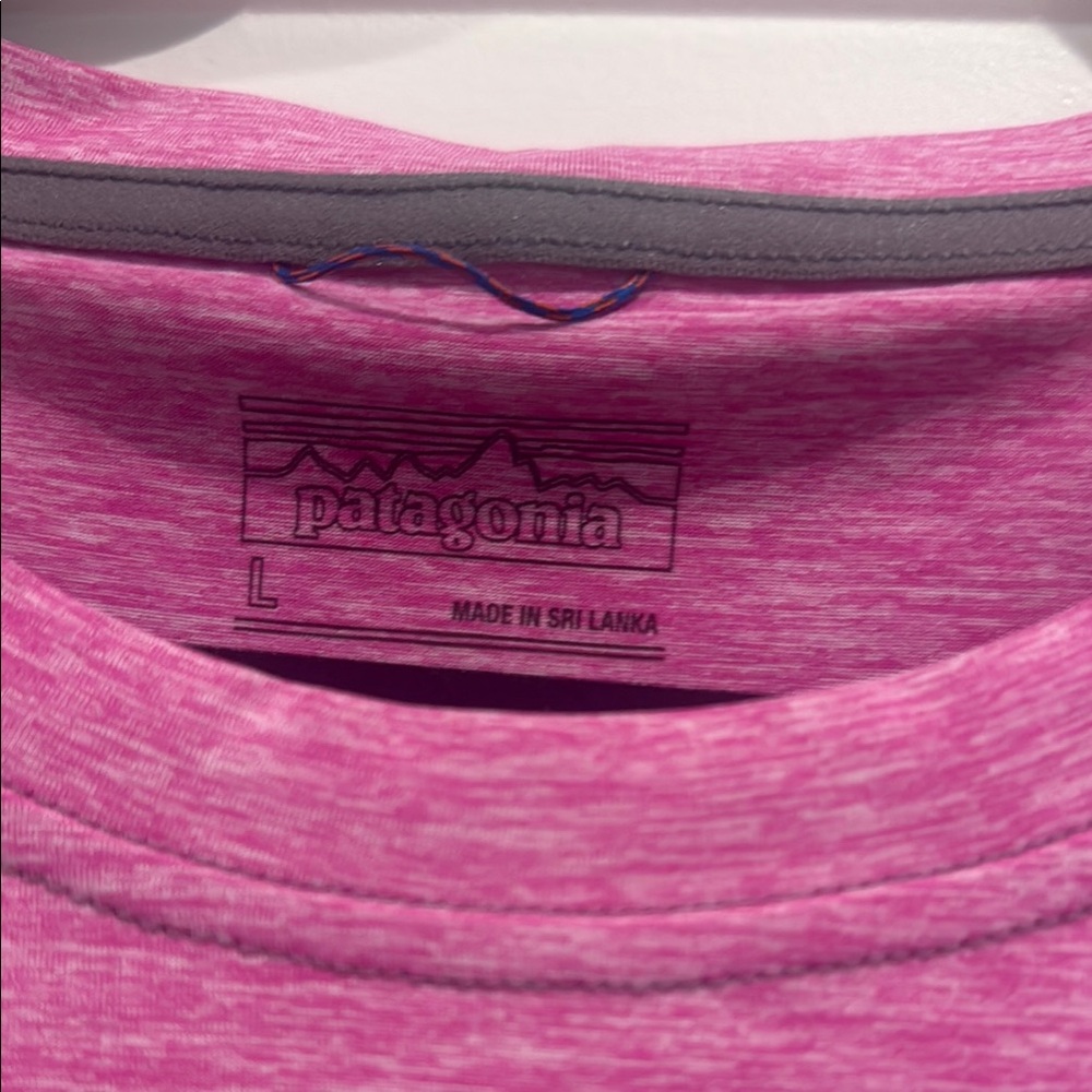 Patagonia Cool Tropics Pink and Gray Long Sleeve Tee - Picture 2 of 4